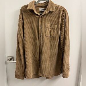 Mango corduroy brown button down shirt in size L